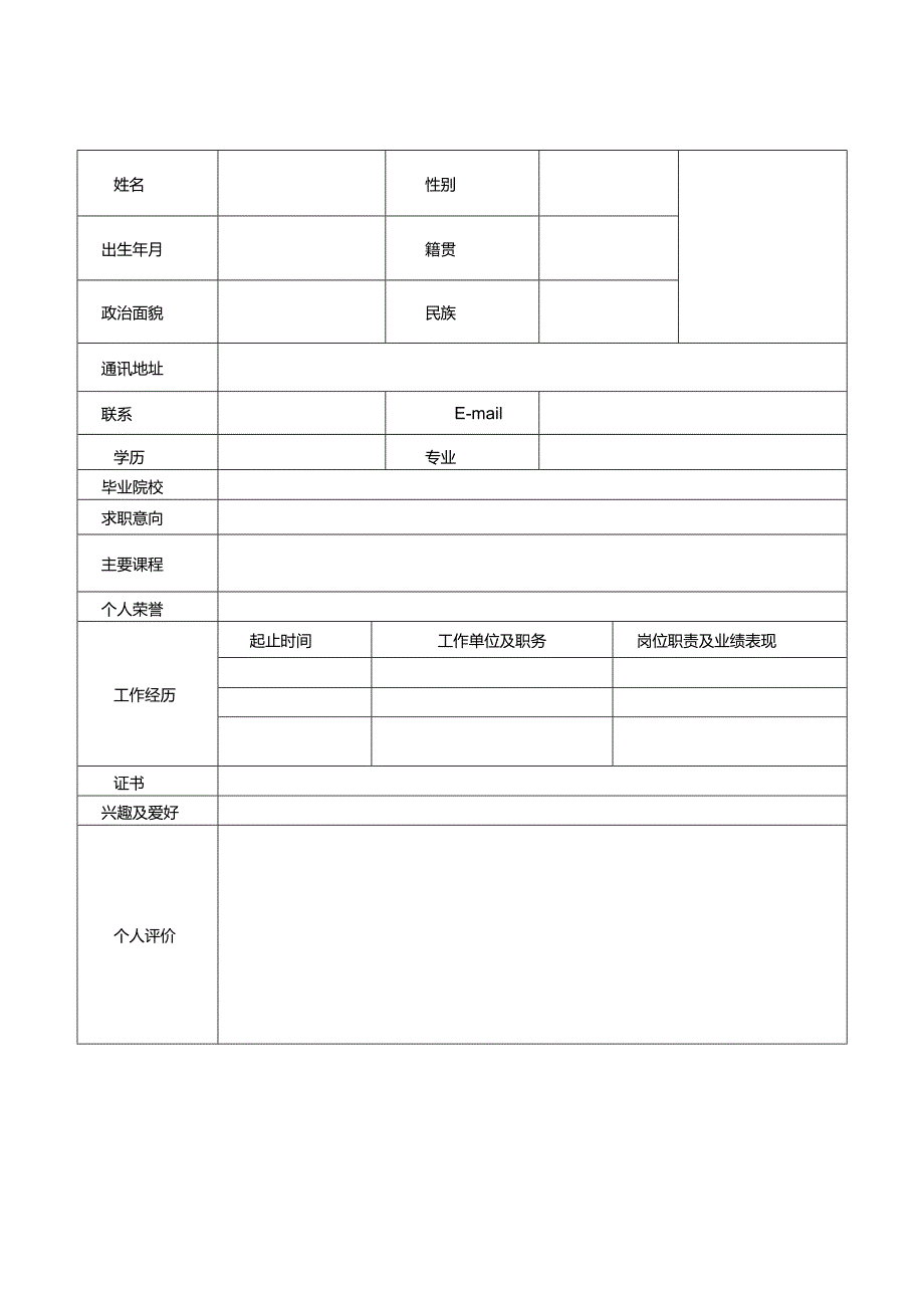 个人简历空白表格(25).docx_第3页