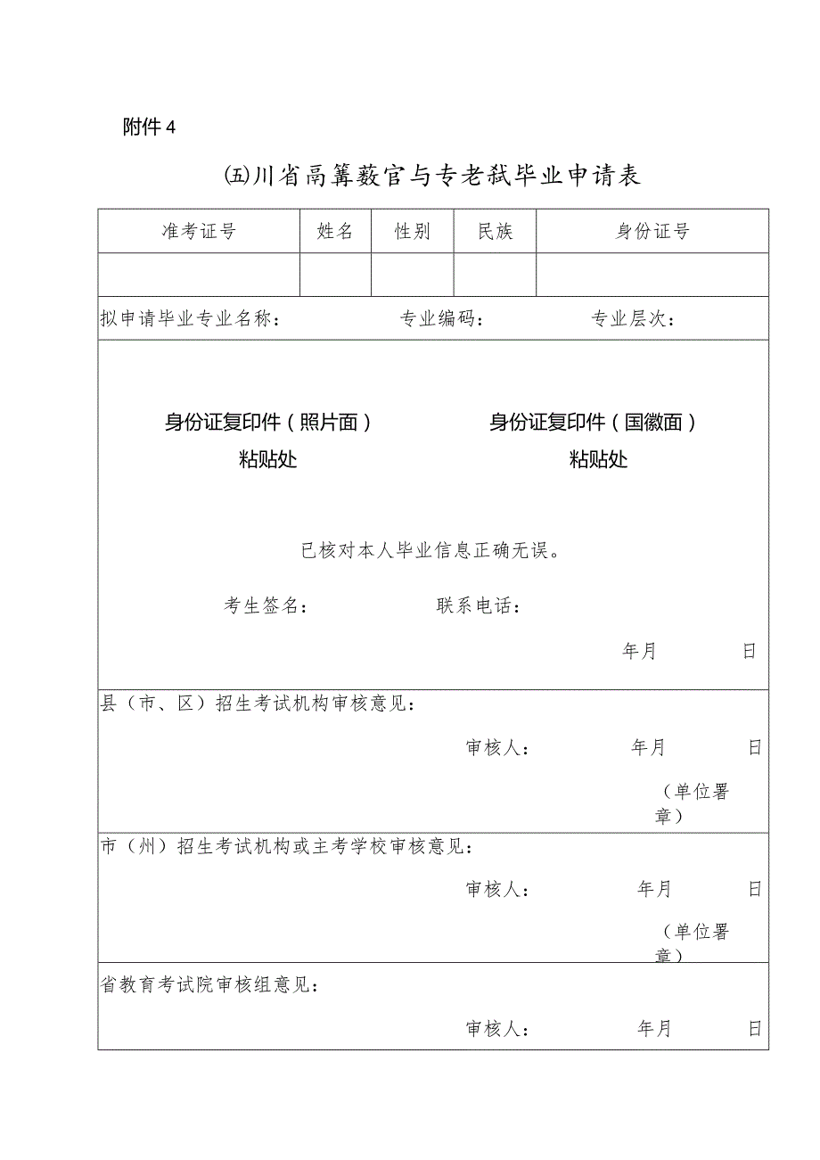 四川省高等教育自学考试毕业申请表.docx_第1页