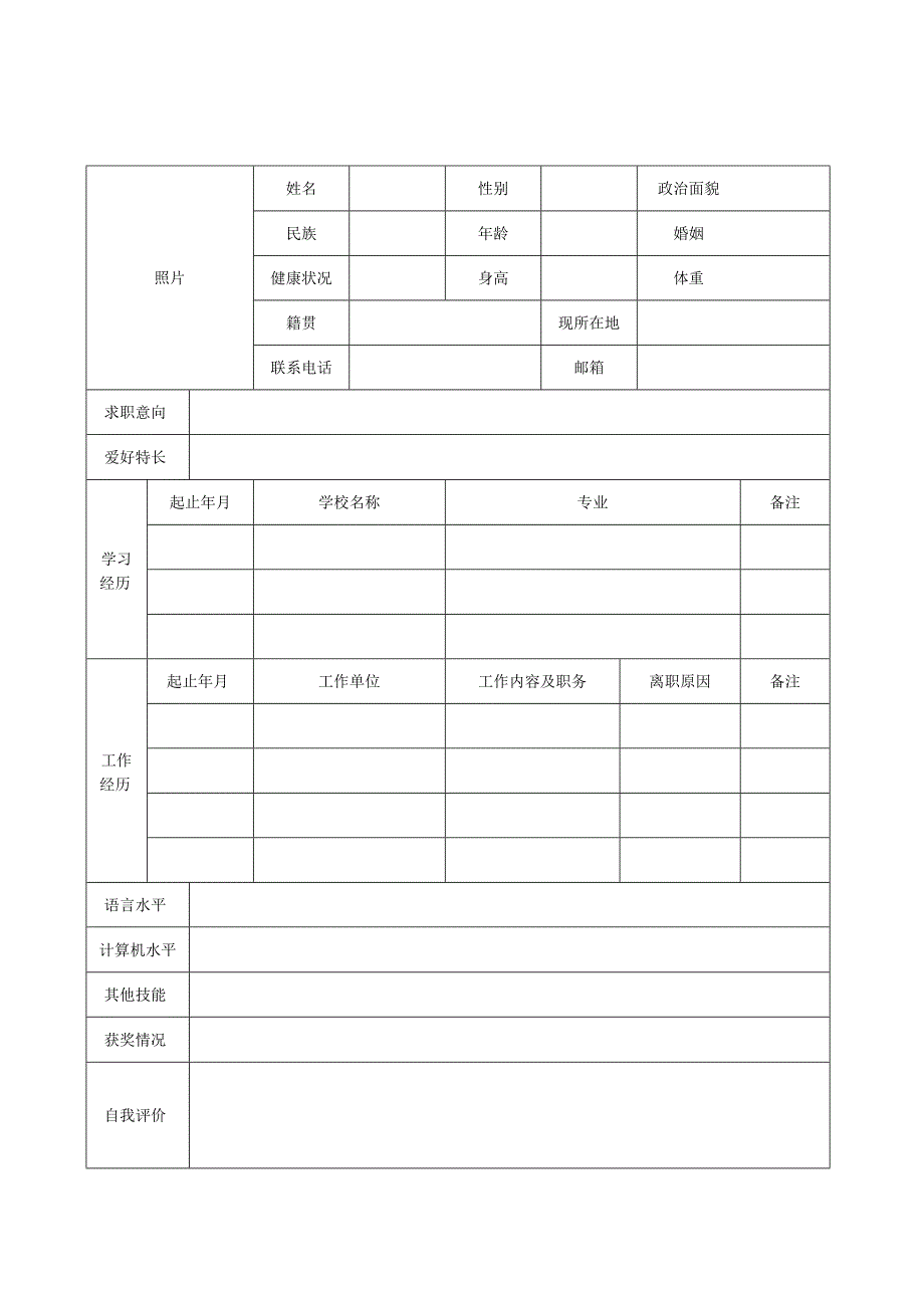 个人空白简历标准表(24).docx_第3页