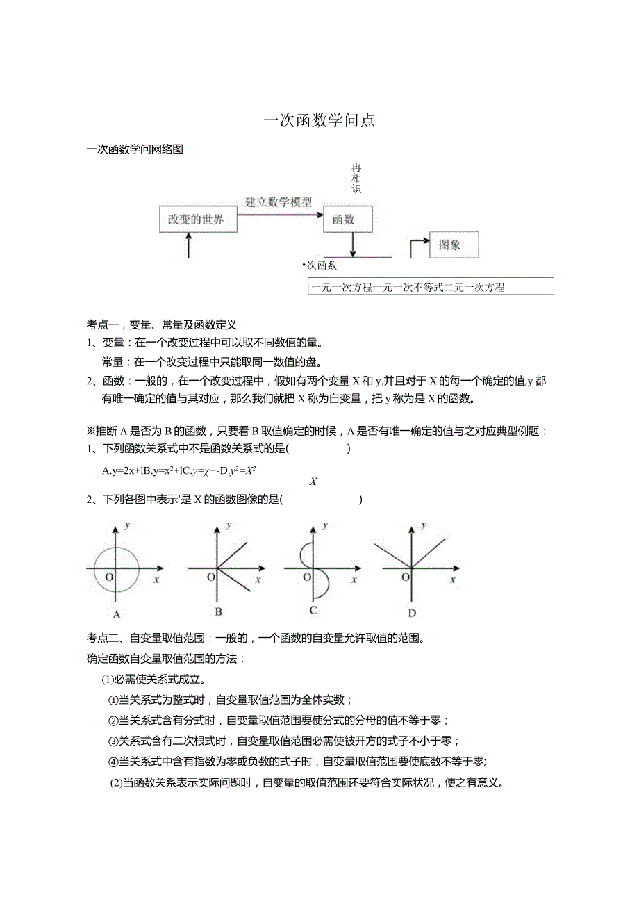 一次函数知识点与典型例题复习.docx_第1页