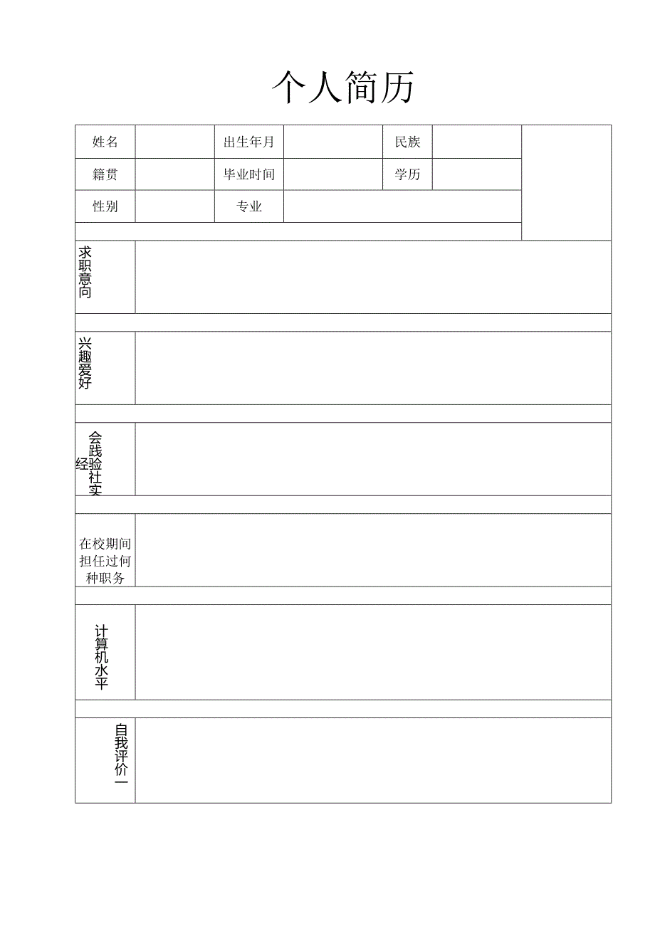 个人空白简历标准表(28).docx_第2页