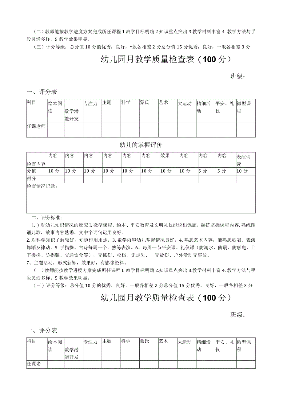 幼儿园月教学质量检查表.docx_第3页