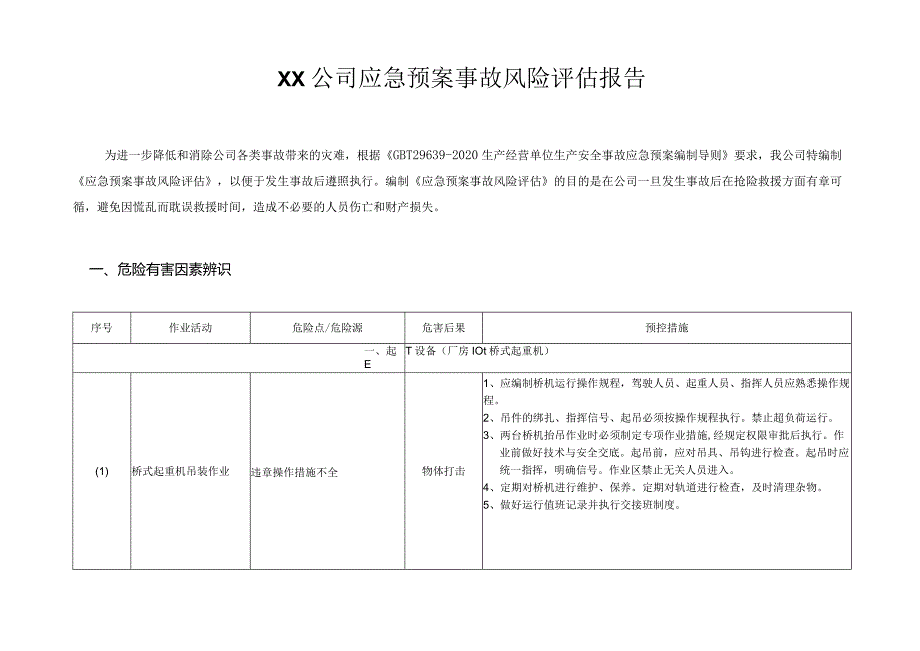 应急预案事故风险评估报告（编制依据GBT29639-2020）.docx_第1页