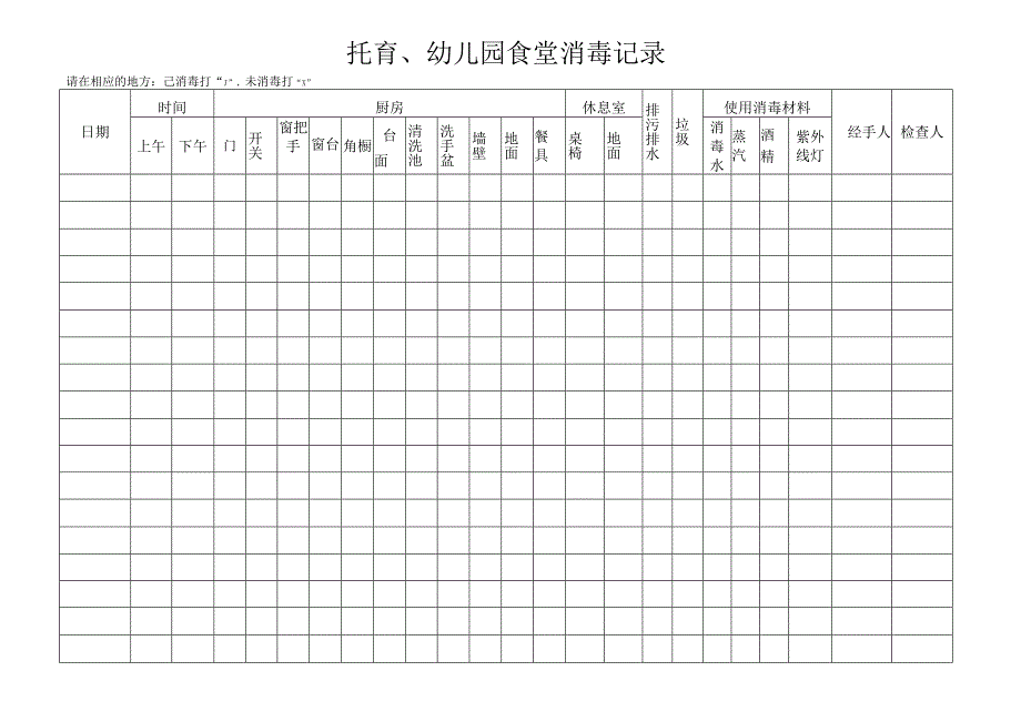 托育、幼儿园食堂消毒记录.docx_第1页