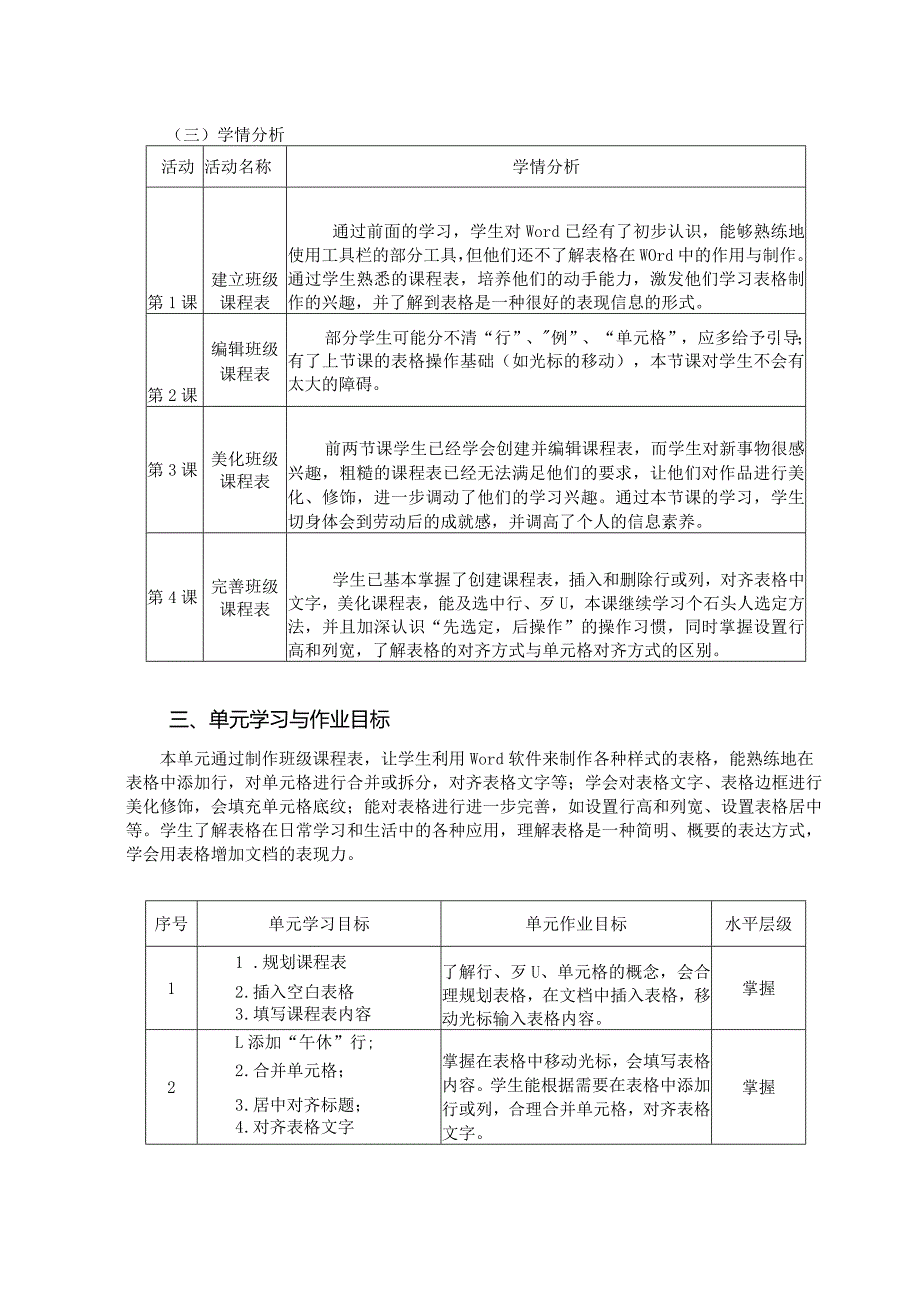 小学信息技术四下《制作班级课程表》单元作业设计优质案例.docx_第2页