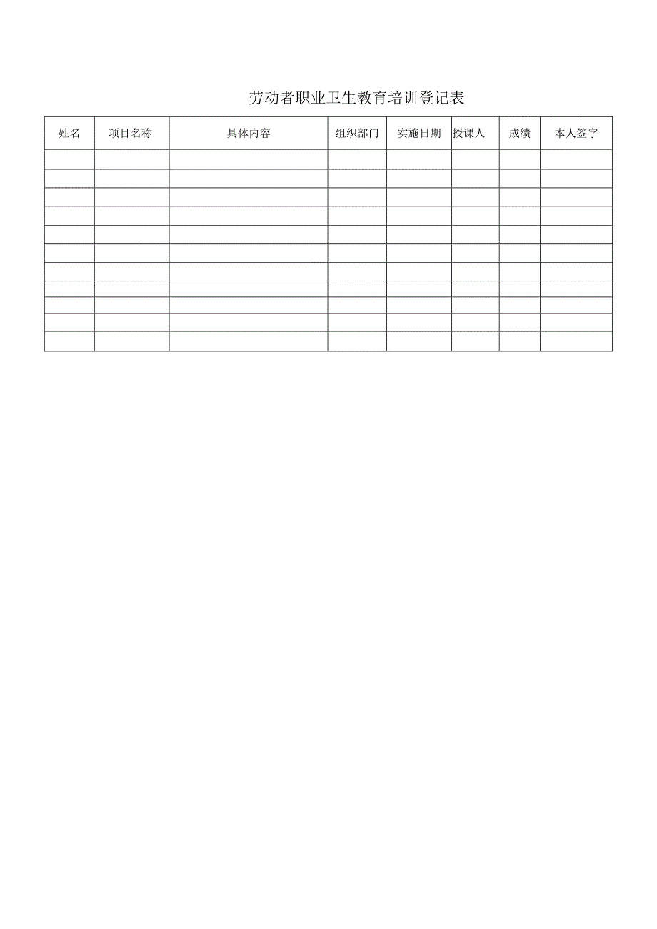 劳动者职业卫生教育培训登记表.docx_第1页
