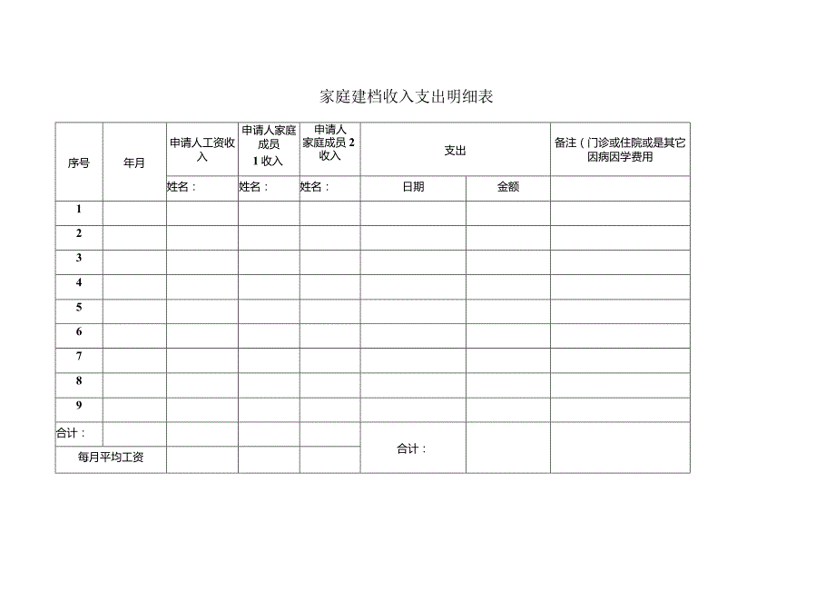 家庭建档收入支出明细表.docx_第1页