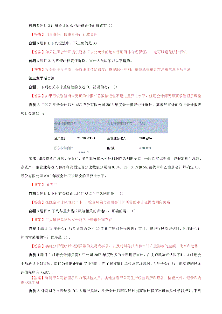 国家开放大学电大一平台《审计学》形考任务3课后自测终结性网考答案.docx_第2页