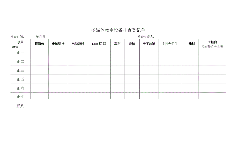 多媒体教室设备排查登记表.docx_第3页