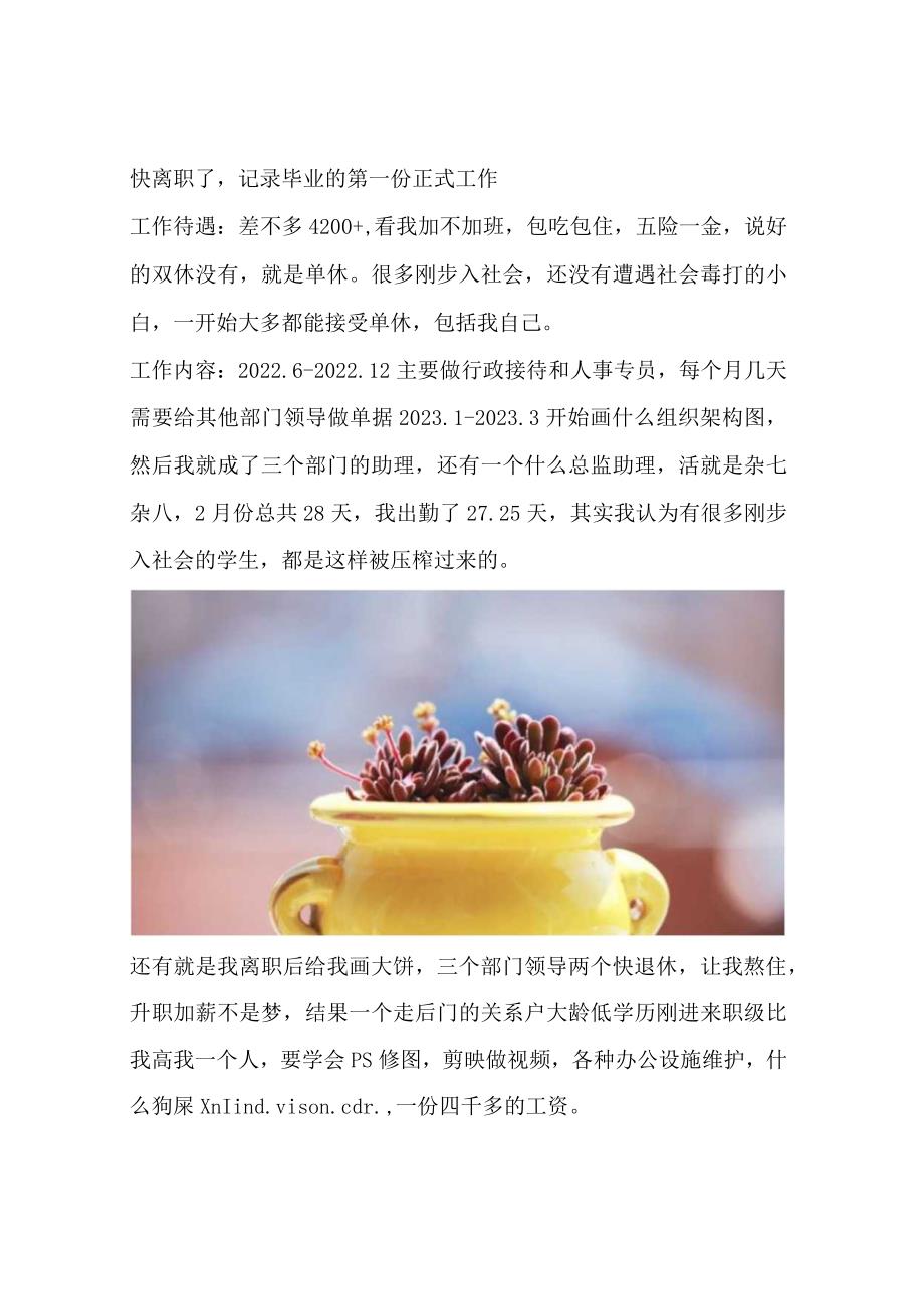 快离职了记录毕业的第一份正式工作.docx_第1页