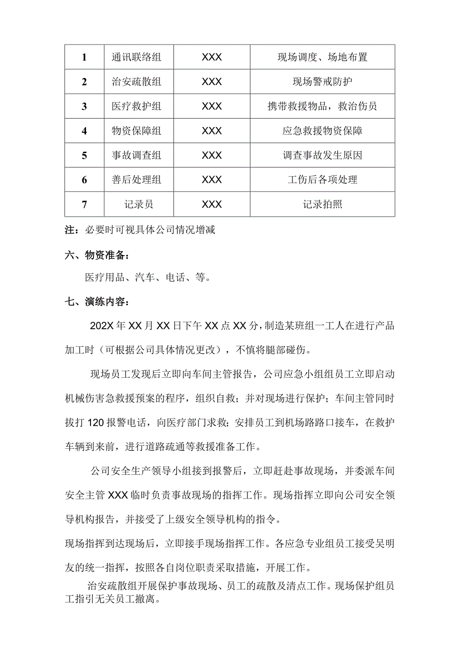 制造类企业机械伤害应急演练方案.docx_第2页