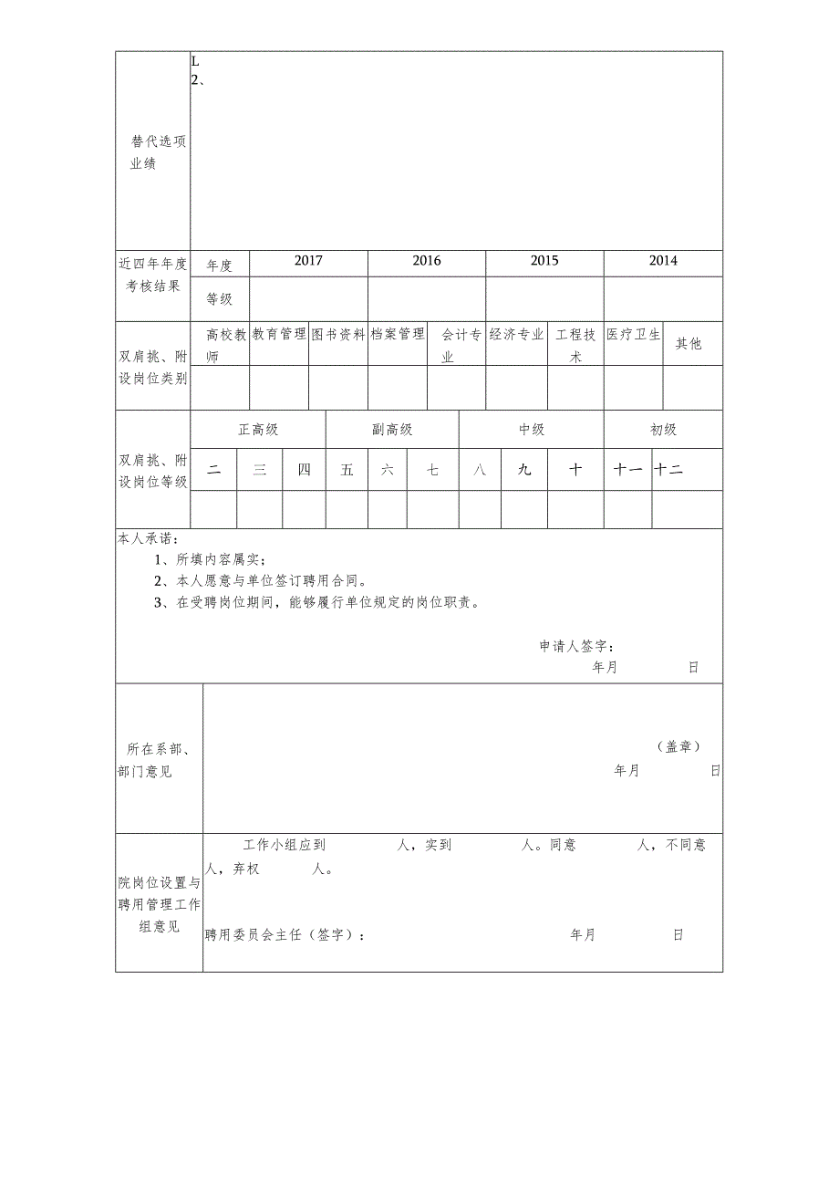 工勤技能人员受聘到专业技术或管理岗位人员聘用备案表.docx_第2页