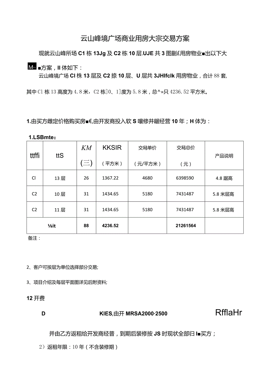 房地产-云山峰境广场公寓交易方案（共3层）.docx_第1页