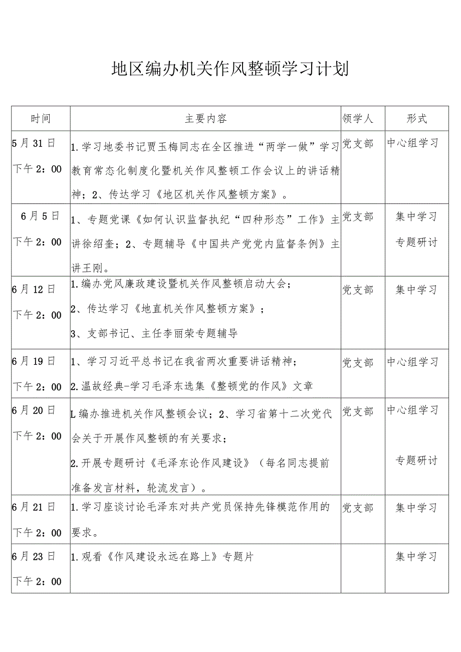 地区编办机关作风整顿学习计划.docx_第1页