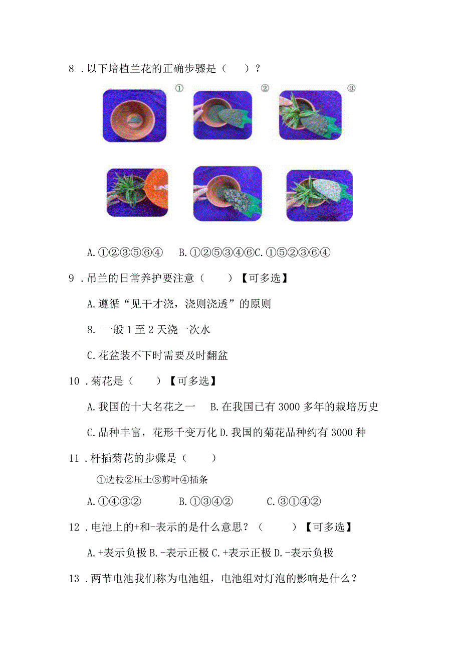 六年级上册《劳动》期末测试卷（附答案）.docx_第3页