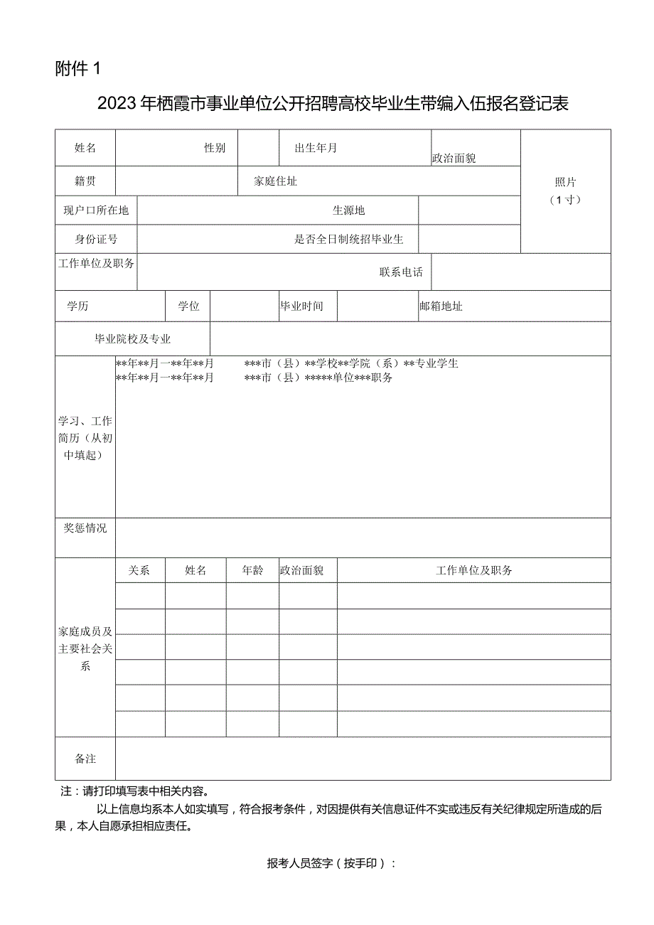 卫生医疗单位考选毕业生报名登记表.docx_第1页