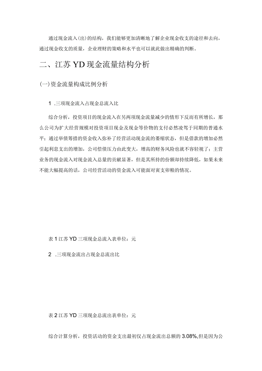 基于报表的江苏YD现金流量结构分析.docx_第2页