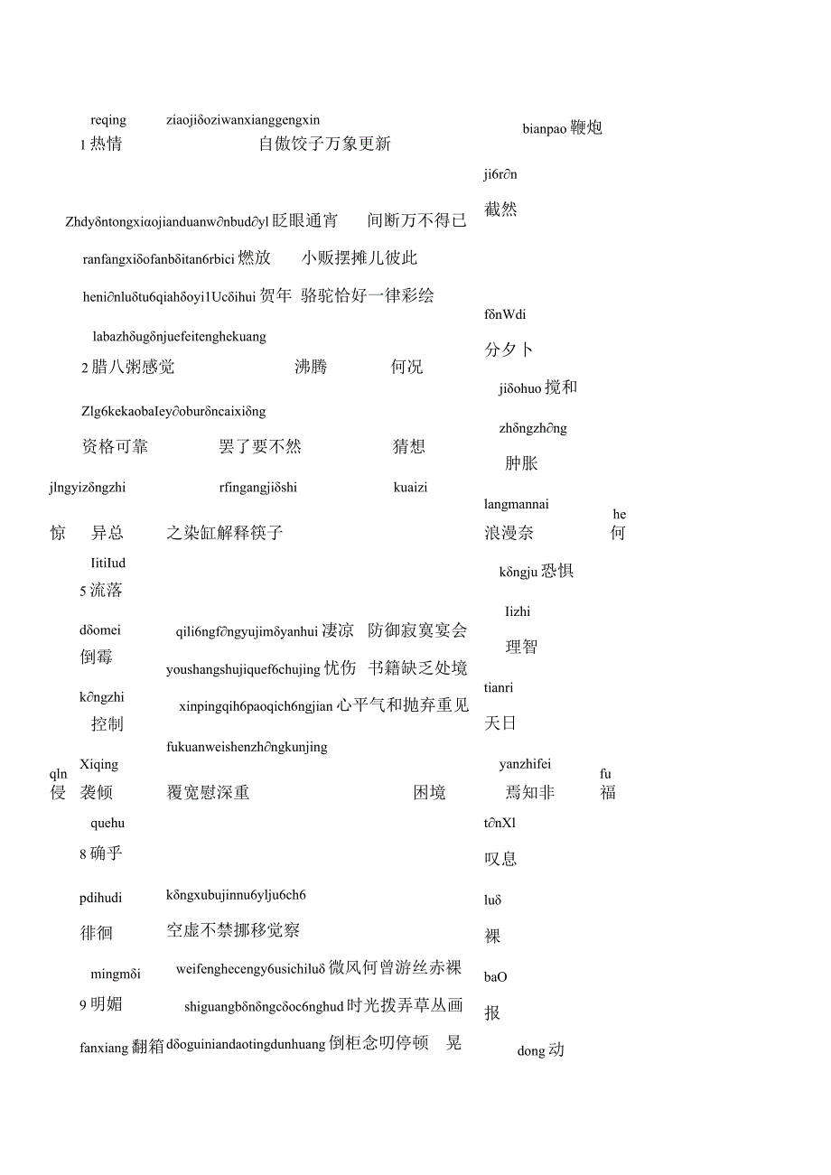 六年级下册词语表.docx_第1页