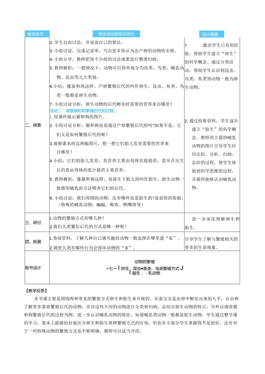 动物的繁殖核心素养目标教案表格式新教科版科学三年级下册.docx_第2页