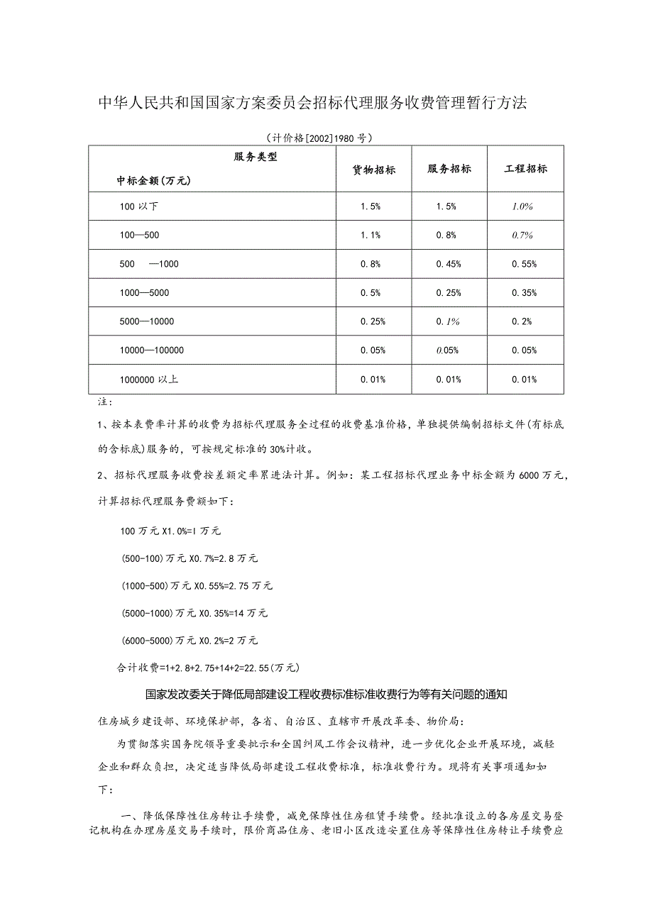 招标代理、造价咨询、监理取费依据.docx_第1页