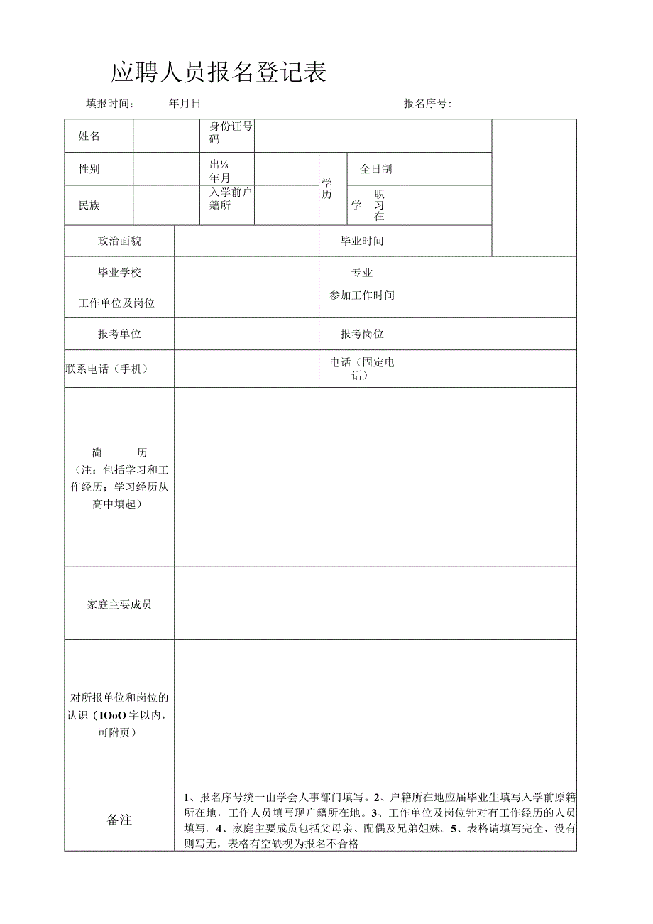 应聘人员报名登记表.docx_第1页