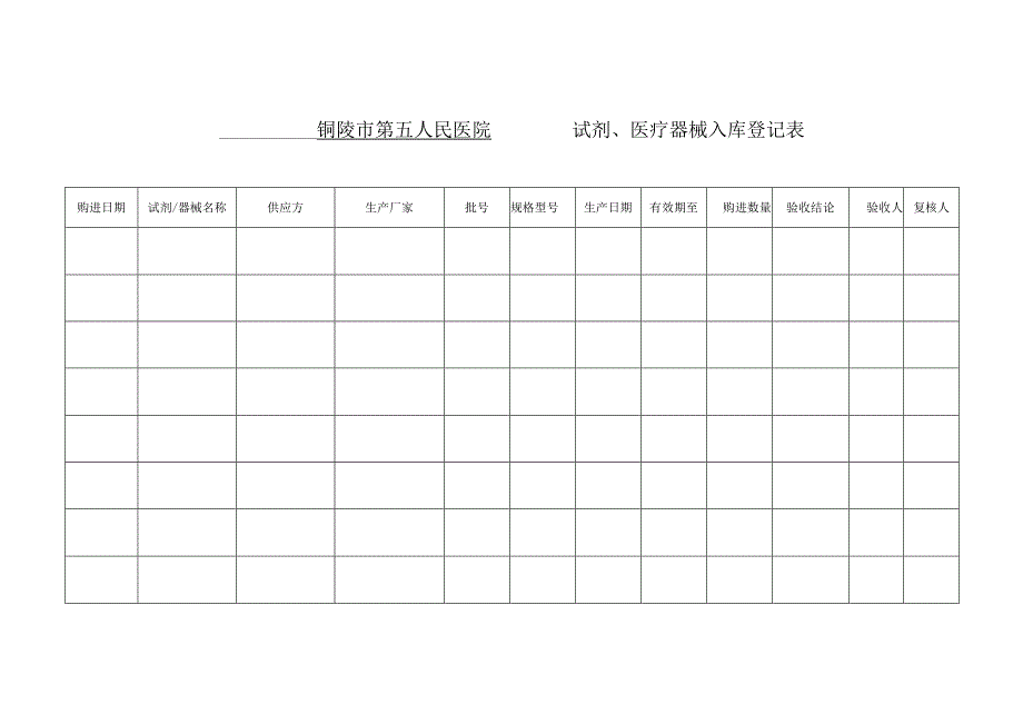 医疗器械入库登记表.docx_第1页