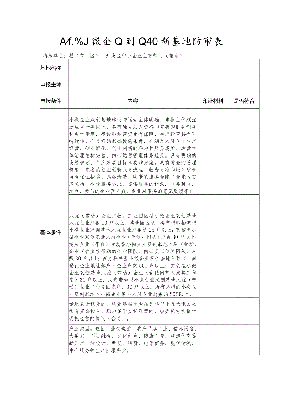 太原市小微企业创业创新基地初审表.docx_第1页