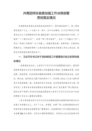 共青团师宗县委加强工作决策部署贯彻落实情况.docx
