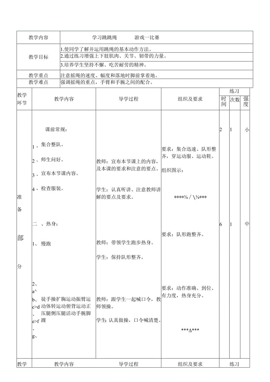 学习跳跳绳（教案）人教版体育二年级上册.docx_第1页