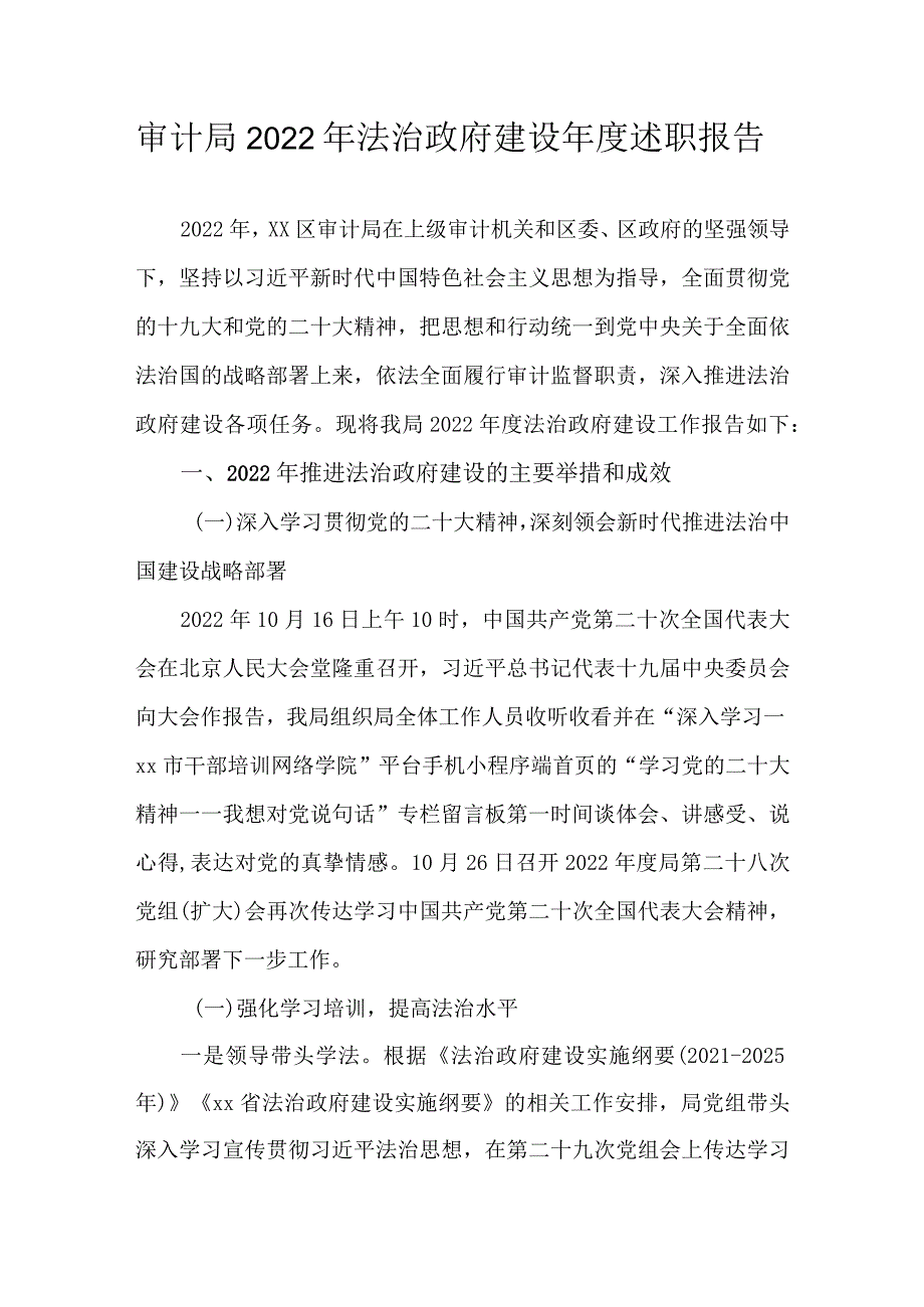 审计局2022年法治政府建设年度述职报告.docx_第1页