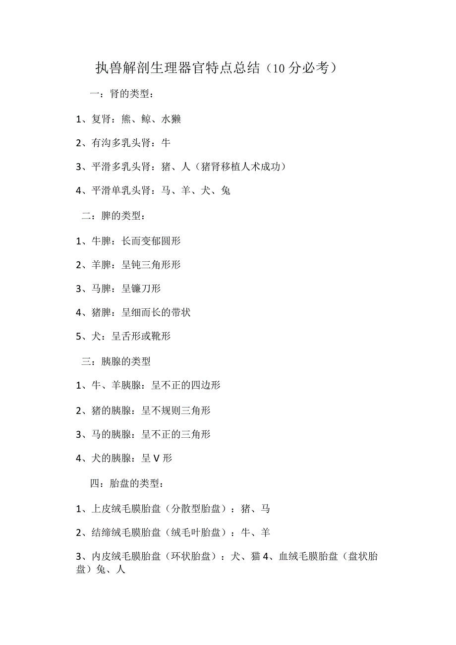 执兽解剖生理器官结构特点总结（10分必考.docx_第1页