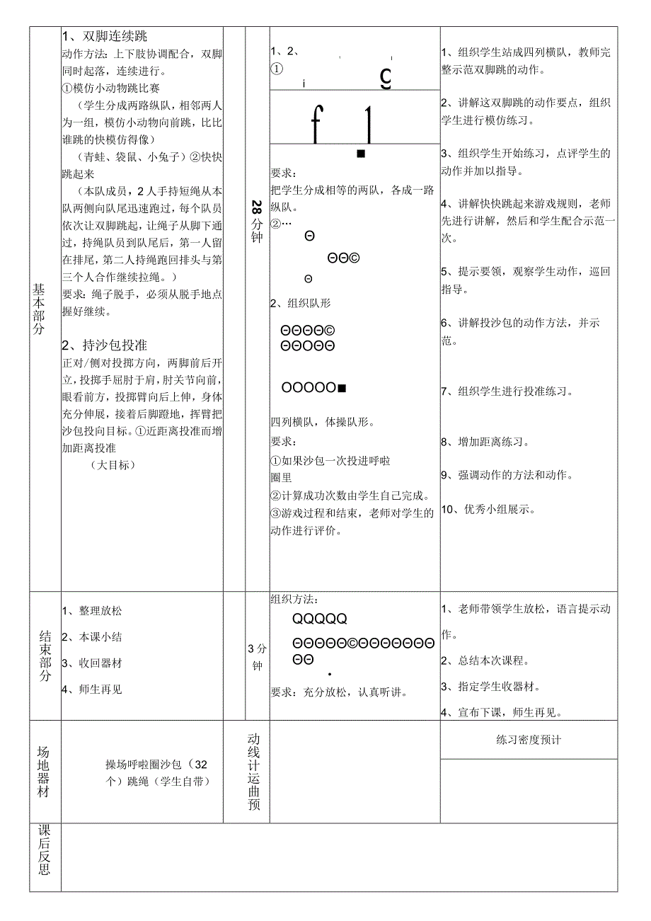 双脚连续跳持轻物掷准（教案）人教版体育一年级上册.docx_第2页