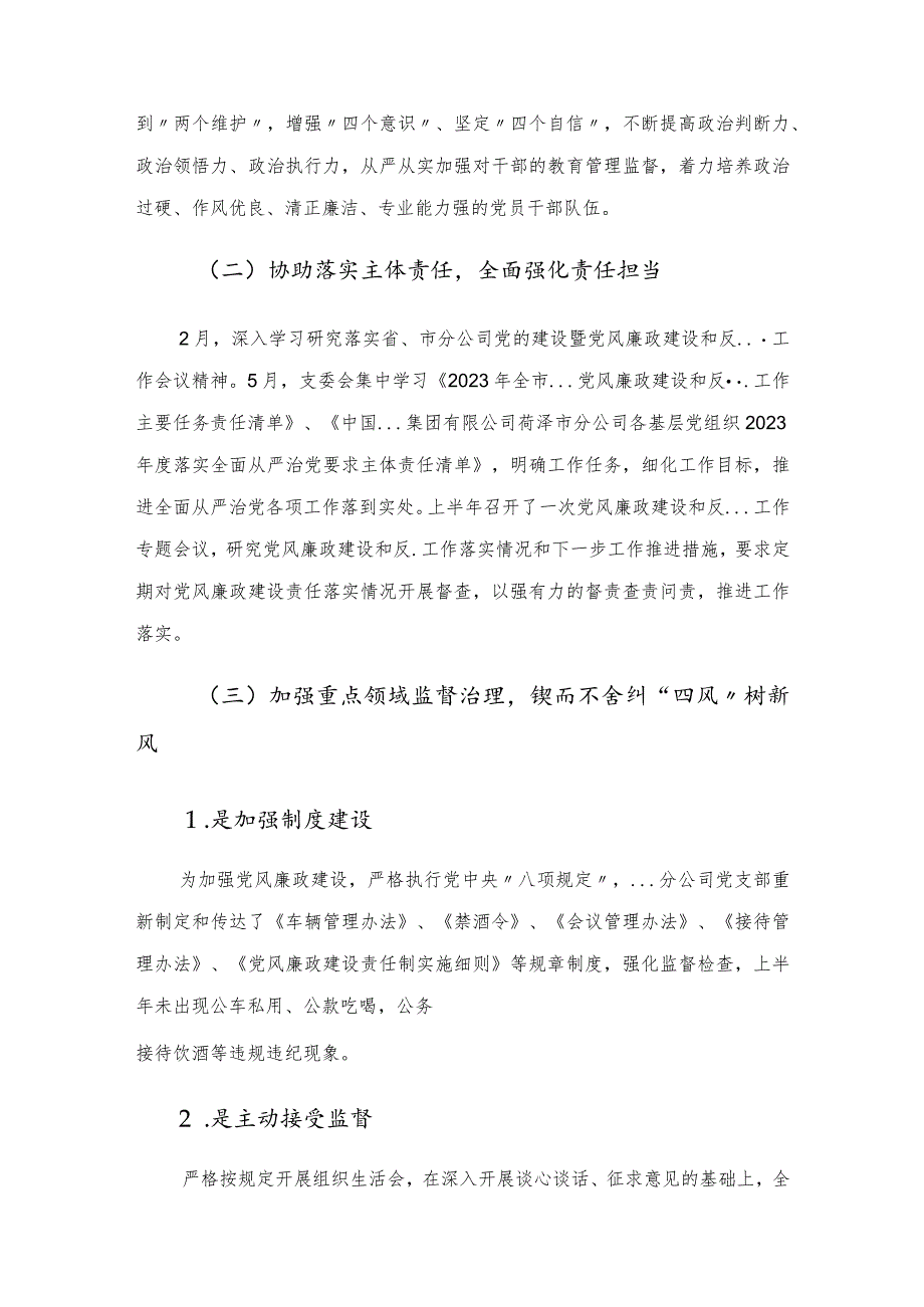 国企分公司2023年上半年纪检监察工作总结.docx_第2页