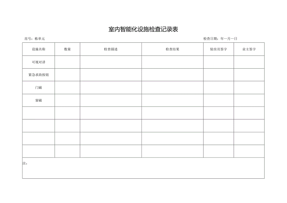 室内智能化设施检查记录表.docx_第1页