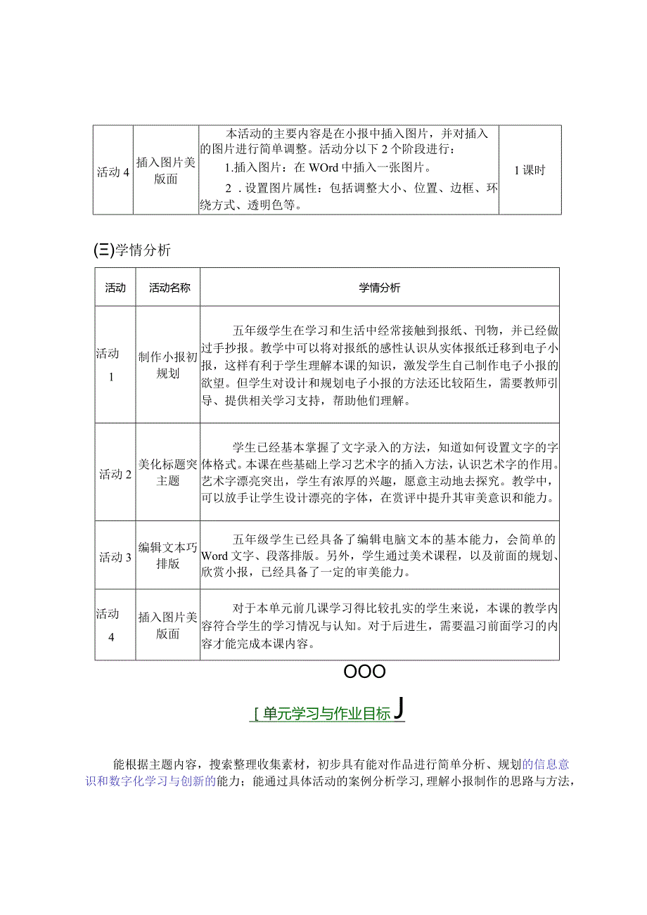 小学信息技术五年级上册《电脑小报我制作》单元作业设计（精品案例47页）.docx_第3页