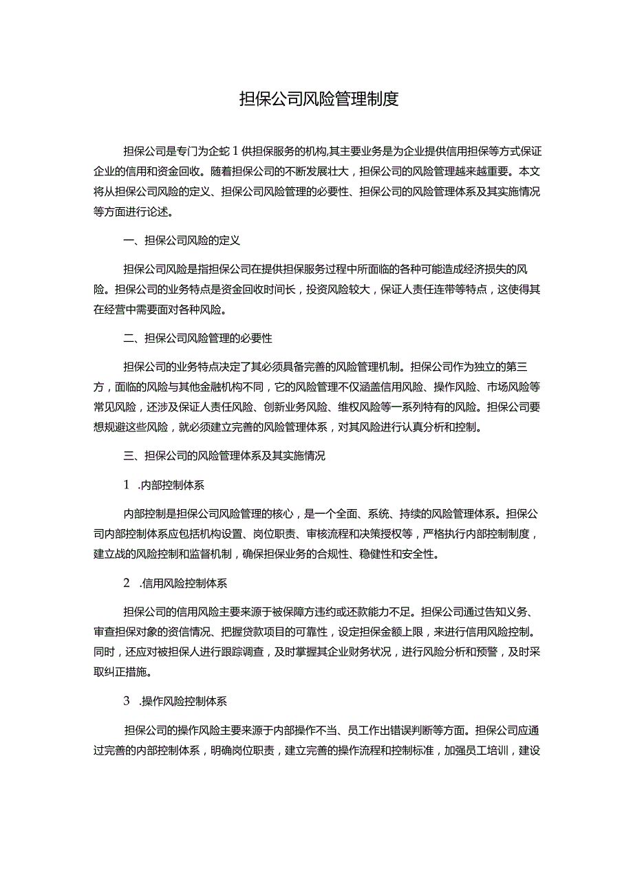 担保公司风险管理制度.docx_第1页