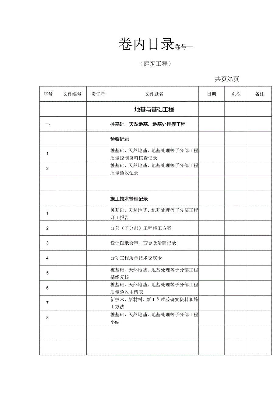 地基与基础工程资料验及存档收目录.docx_第1页