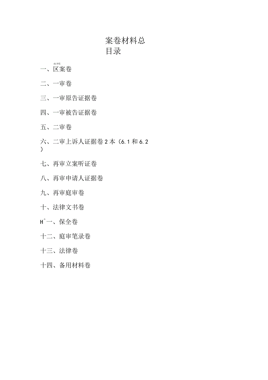 律师庭前准备工作实务--【通用类】2-2.1案卷材料总目录.docx_第1页