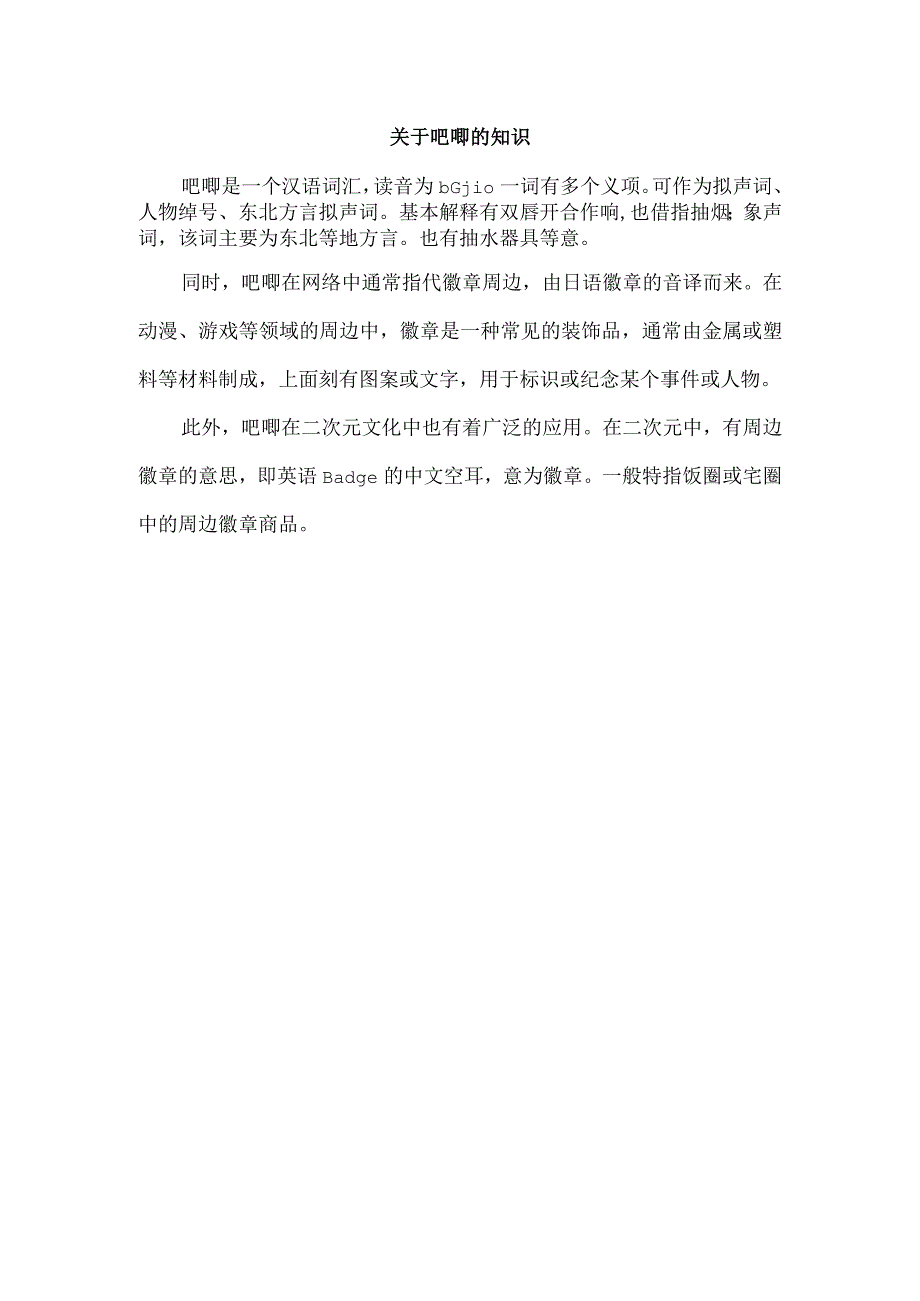 关于吧唧的知识.docx_第1页