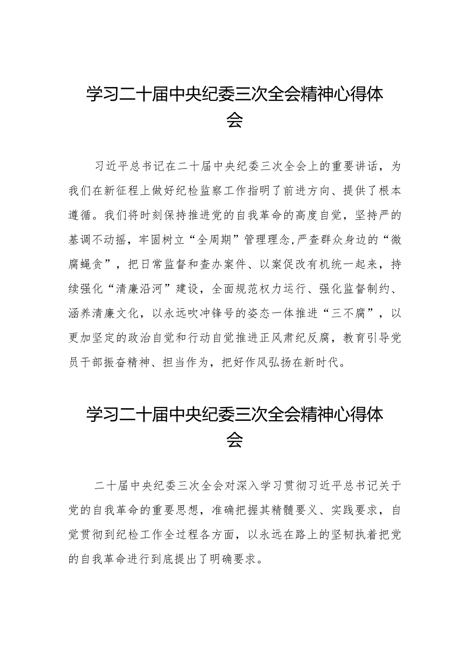 纪检干部关于二十届中央纪委三次全会精神的学习体会(25篇).docx_第1页