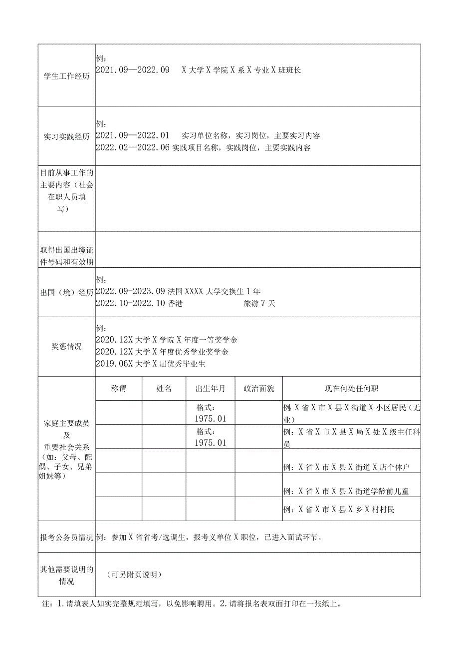 中央办公厅事业单位招聘报名表.docx_第2页