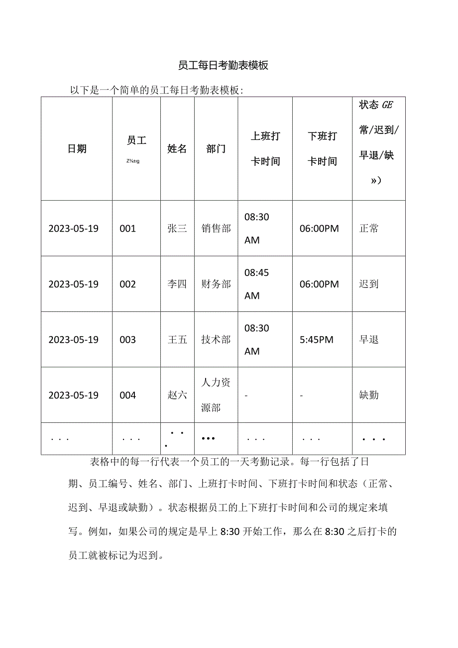 员工每日考勤表模板.docx_第1页