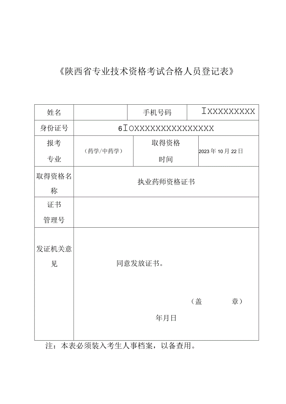 陕西省专业技术资格考试合格人员登记表.docx_第1页