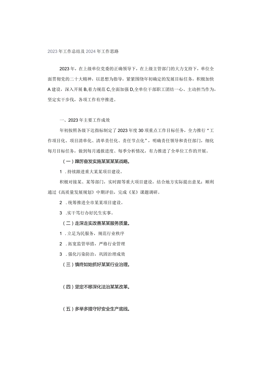 2023年工作总结及2024年工作思路.docx_第1页