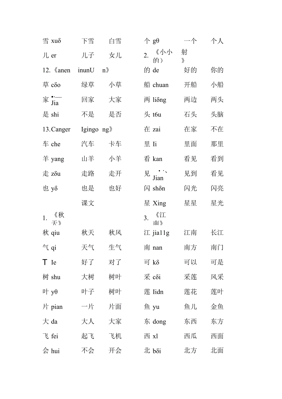 2023年人教版一年级上学期生字表.docx_第3页