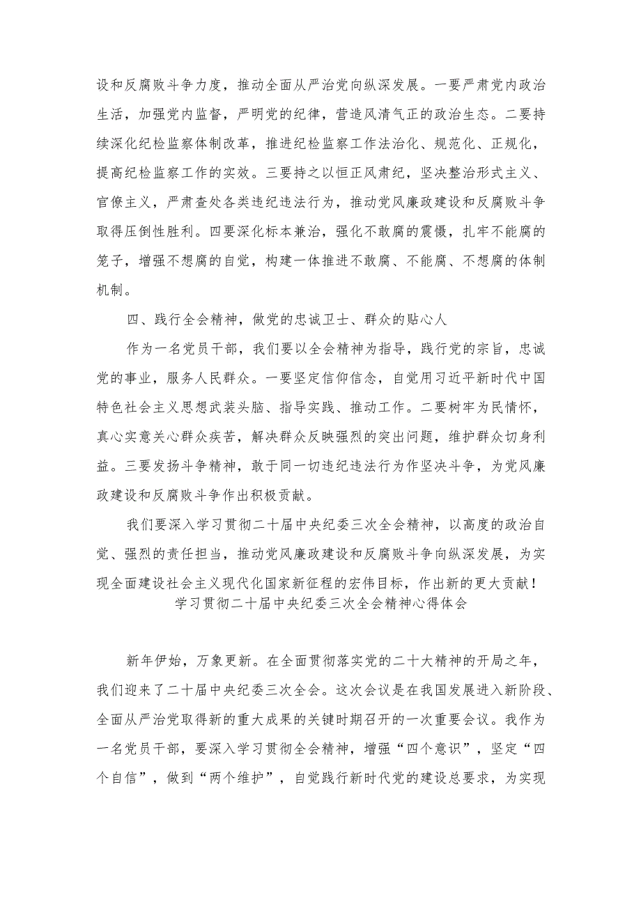 （4篇范文）学习践行在二十届中央纪委三次全会上重要讲话心得体会.docx_第2页