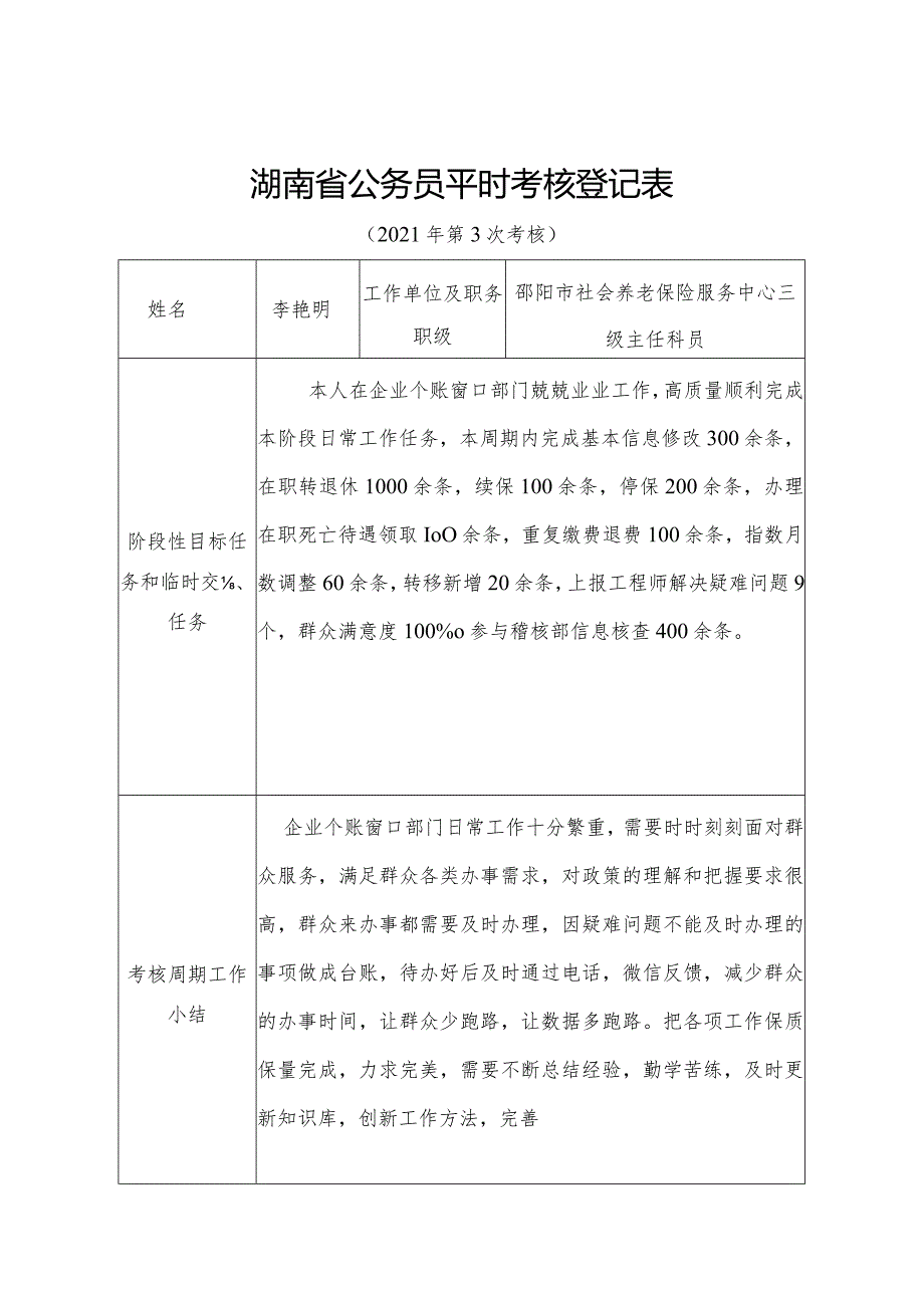 李艳明湖南省公务员平时考核登记表（附件4）202110.docx_第1页