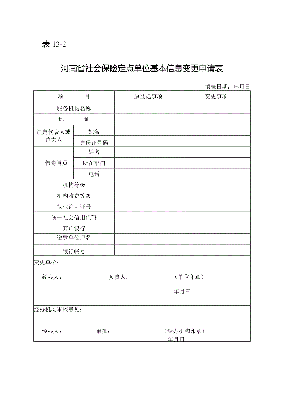 河南省社会保险定点单位基本信息变更申请表.docx_第1页