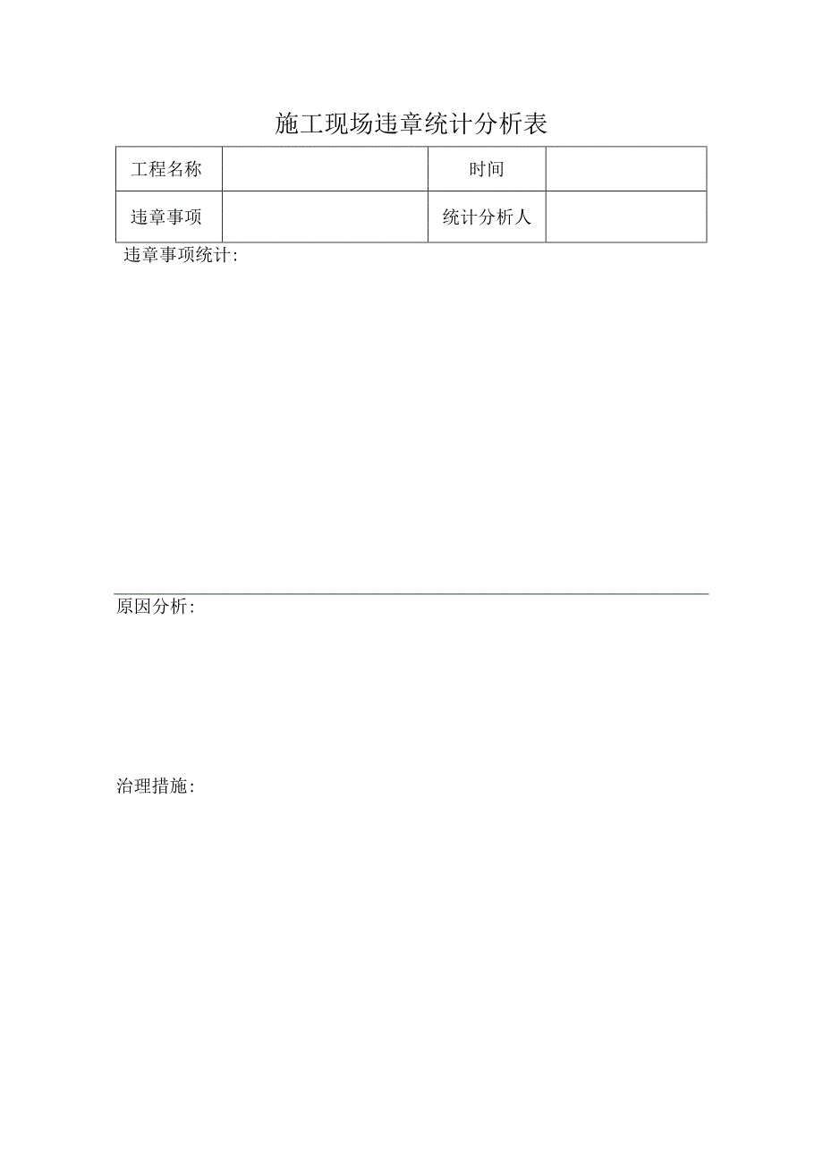 施工现场违章统计分析表.docx_第1页