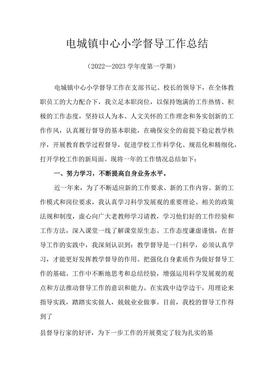 电城镇中心小学督导工作总结.docx_第1页